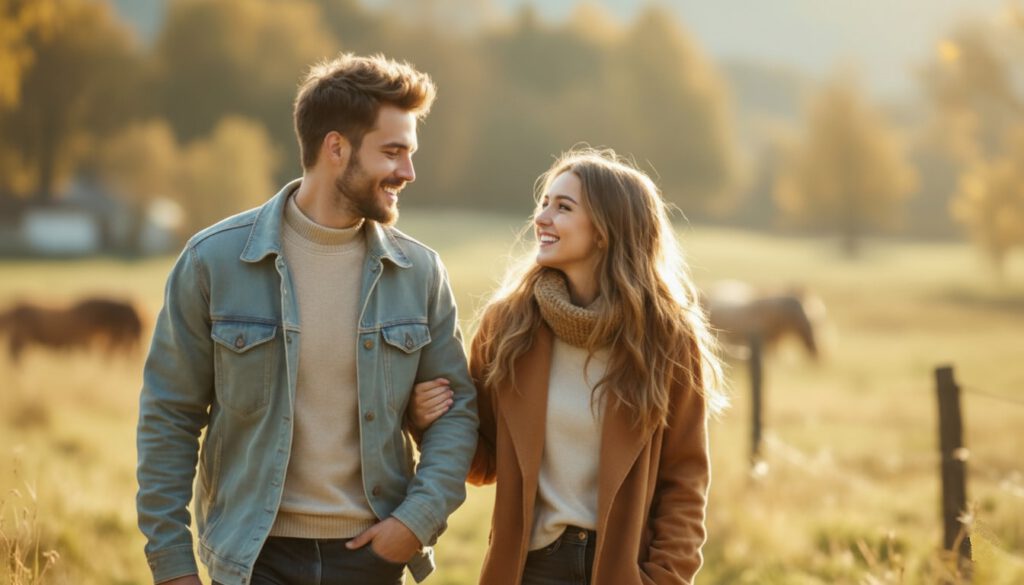 Ein Paar unterhält sich bei einem Spaziergang – erfolgreiche Kommunikation und bessere Verständigung in der Partnerschaft bei Paarberatung Silberstreif