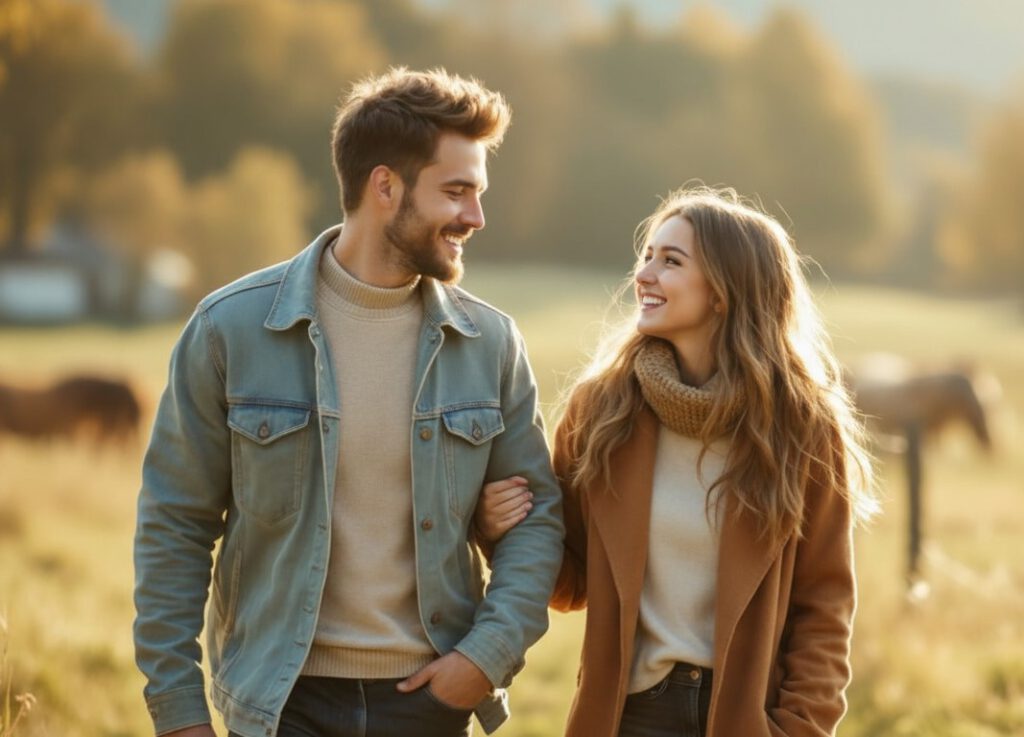 Ein Paar im entspannten Gespräch bei einem Spaziergang – Symbol für erfolgreiches Kommunikationstraining und bessere Verständigung in der Partnerschaft bei Paarberatung Silberstreif